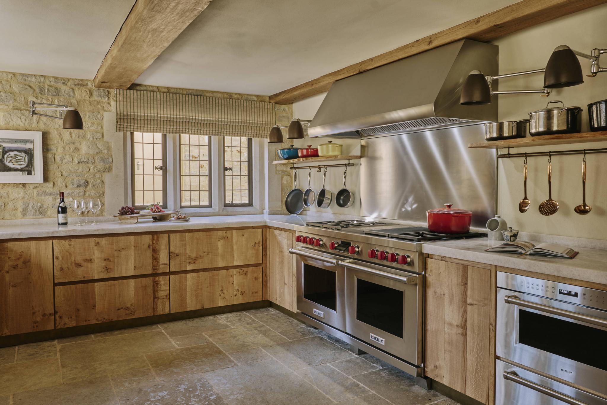 Stainless steel cooker inside the oak Cotswolds Kitchen