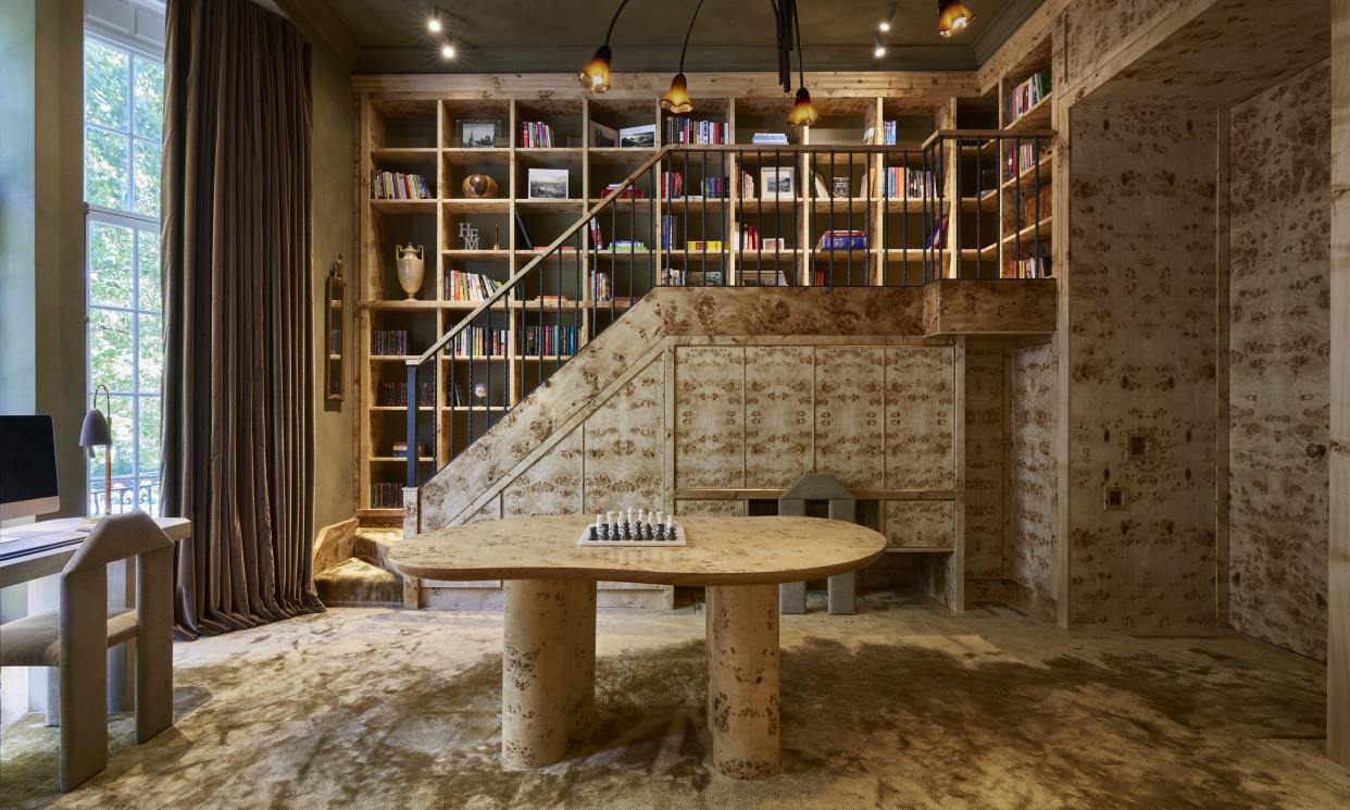 Burr poplar bespoke cabinetry in the Grosvenor Library