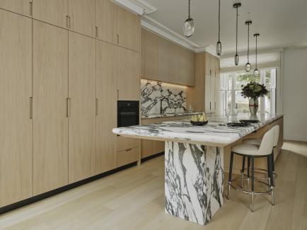 The Notting Hill Kitchen Oak Cabinetry & Marble Island top