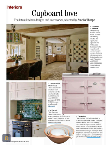 Magazine page showing kitchen cupboards by Ledbury Studio