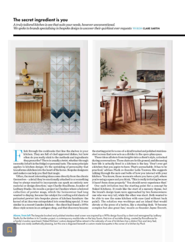Magazine page showing kitchen screen by Ledbury Studio