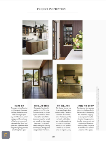 Magazine page showing kitchen cupboards by Ledbury Studio